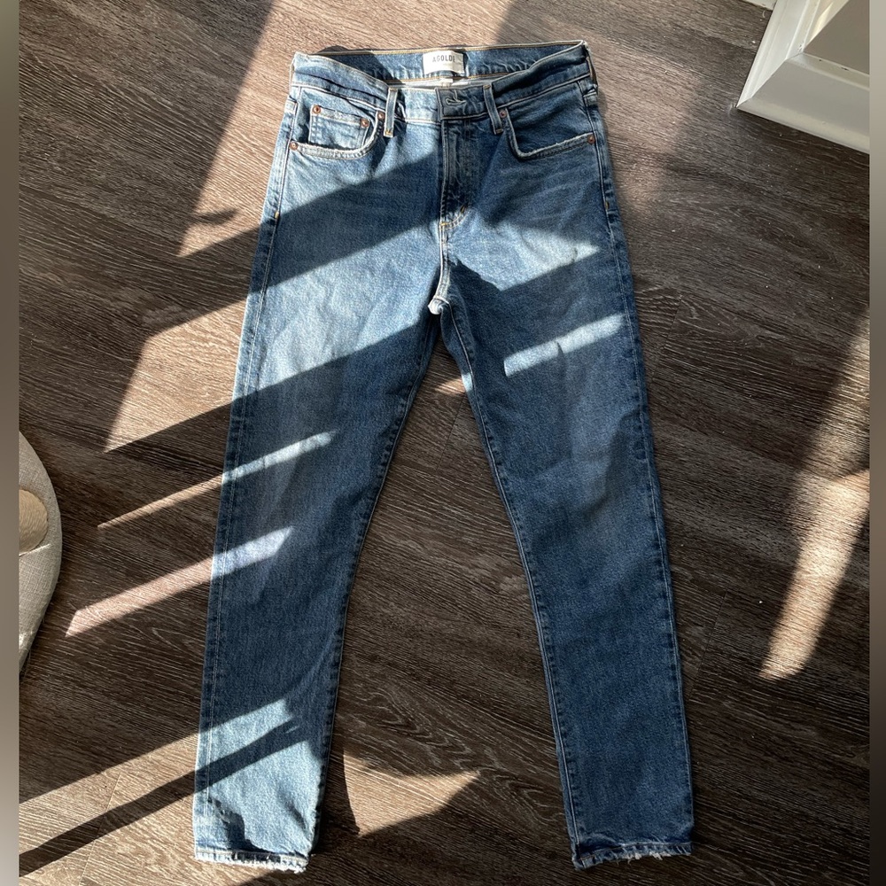 AGOLDE Toni Mid Rise Straight Denim Jeans Sz 26 EUC Medium Wash Blue - Picture 4 of 15